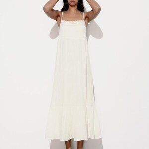 NWT Zara - LACE INSERT CHIFFON MIDI DRESS (Small)